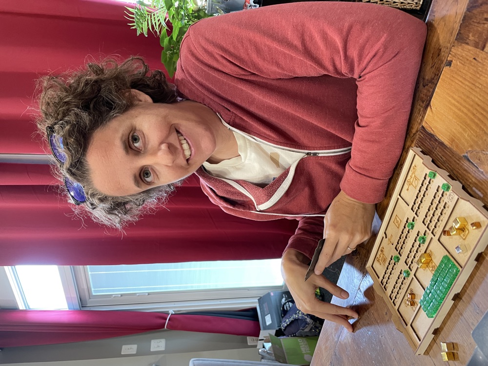 Kate enjoying a board game at home
